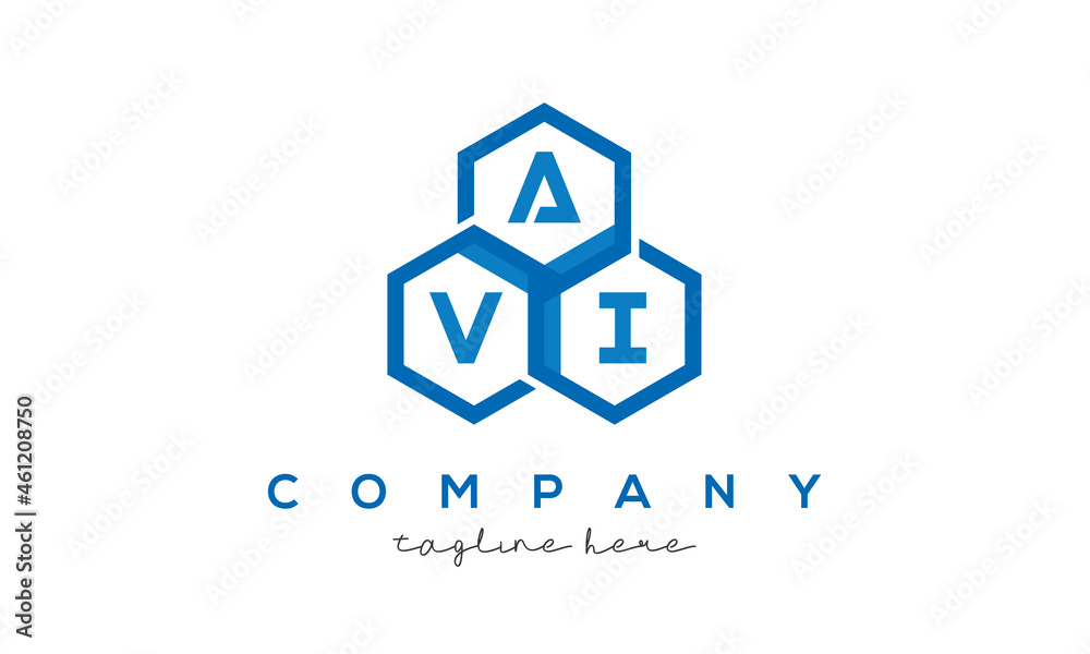 AVI three letters creative polygon hexagon logo