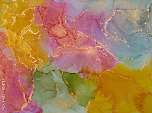 Fluid Art . Abstract colorful background, wallpaper. Mixing acrylic paints. Modern art. Marble texture. Alcohol ink colors translucent