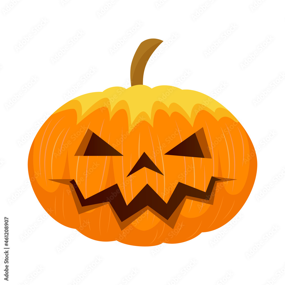 Naklejka premium Halloween pumpkin carved isolated. Vector flat illustration.