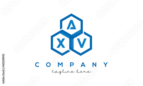 AXV three letters creative polygon hexagon logo 