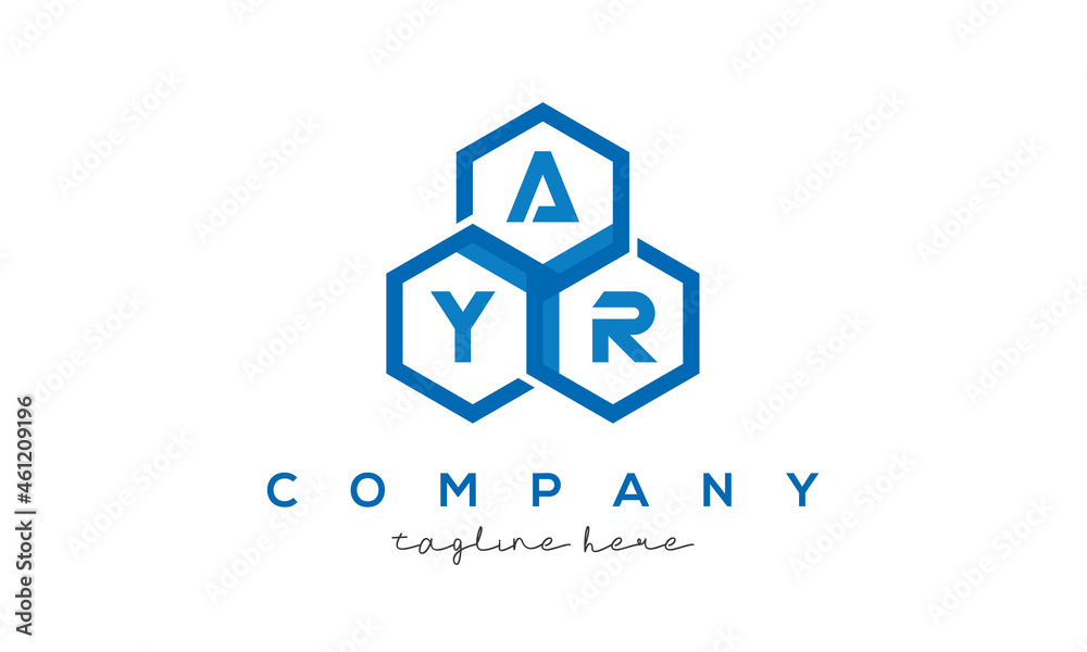 AYR three letters creative polygon hexagon logo AYR three letters creative polygon hexagon logo