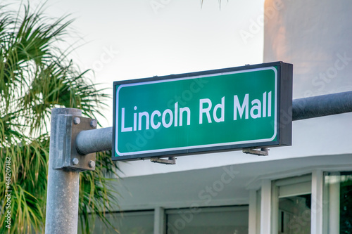 Lincoln Road Mall sign in South Beach, Miami. photo