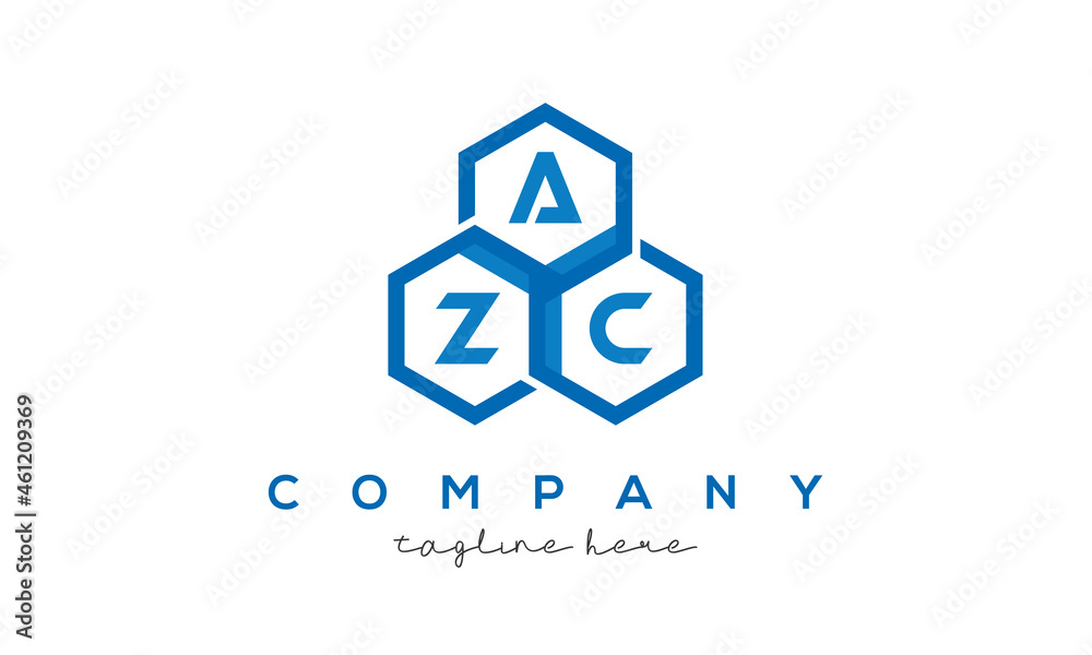 AZC three letters creative polygon hexagon logo AZC three letters creative polygon hexagon logo