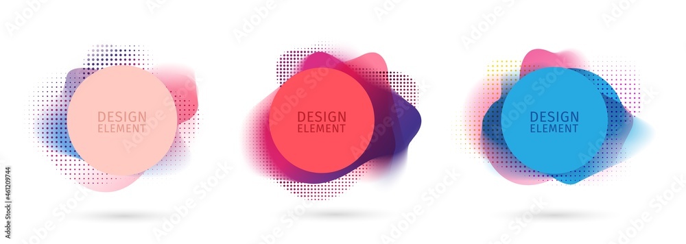 Set of abstract modern graphic elements. Dynamical colored forms and line. Gradient abstract banners with flowing liquid shapes. Template for the design of a logo, flyer or presentation. Vector.