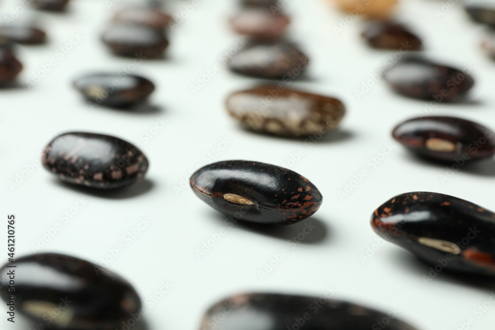 Flat lay composition with black beans on white background Flat lay composition with black beans on white background
