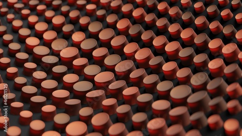 Abstract 3D Render Illustration  Background design with Colorfull Orange Buttons.