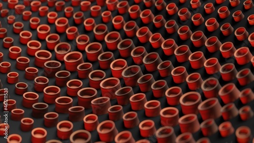 Abstract 3D Render Illustration  Background design with Colorfull Orange Buttons.