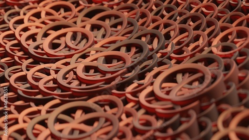 Abstract 3D Render Illustration  Background design with Colorfull Orange Buttons.