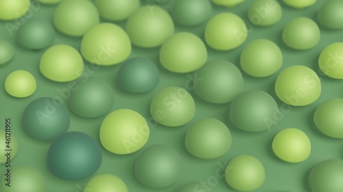 Abstract 3D Render Illustration  Background design with Colorfull Green Buttons.