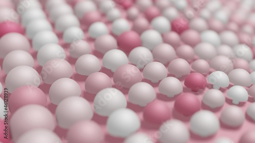Abstract 3D Render Illustration  Background design with Colorfull Pink Buttons.