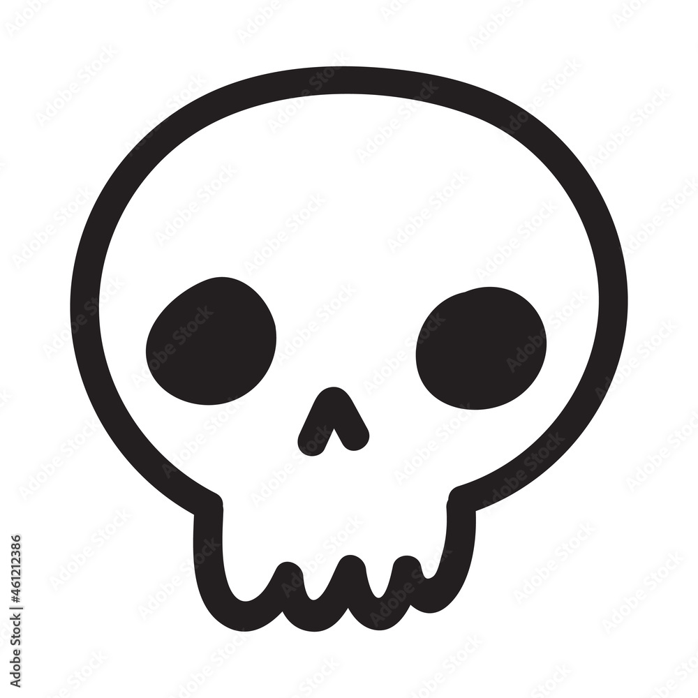 Hand drawn cartoon doodle skull. Funny cartoon skull isolated on white background. Hand drawn cartoon doodle skull. Funny cartoon skull isolated on white background.