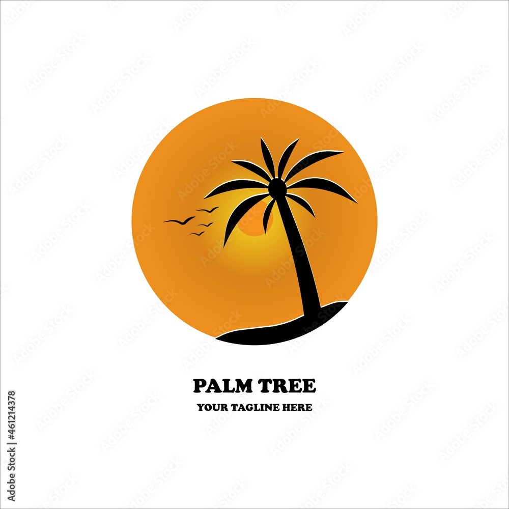 Palm tree icon of summer. vector illustration