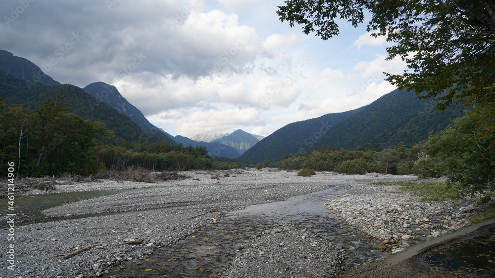 上高地 明神付近の風景 上高地 明神付近の風景