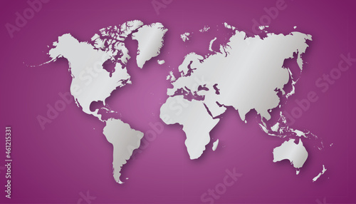 Fototapeta Naklejka Na Ścianę i Meble -  vector silver world map on pink background