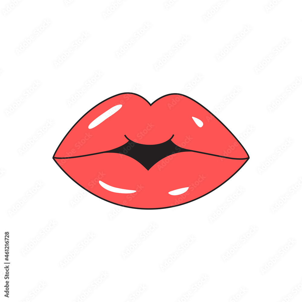 Lipstick kiss isolated on white background. Lipstick kiss for t shirt, label, poster and placard. Creative art concept, vector illustration Lipstick kiss isolated on white background. Lipstick kiss for t shirt, label, poster and placard. Creative art concept, vector illustration