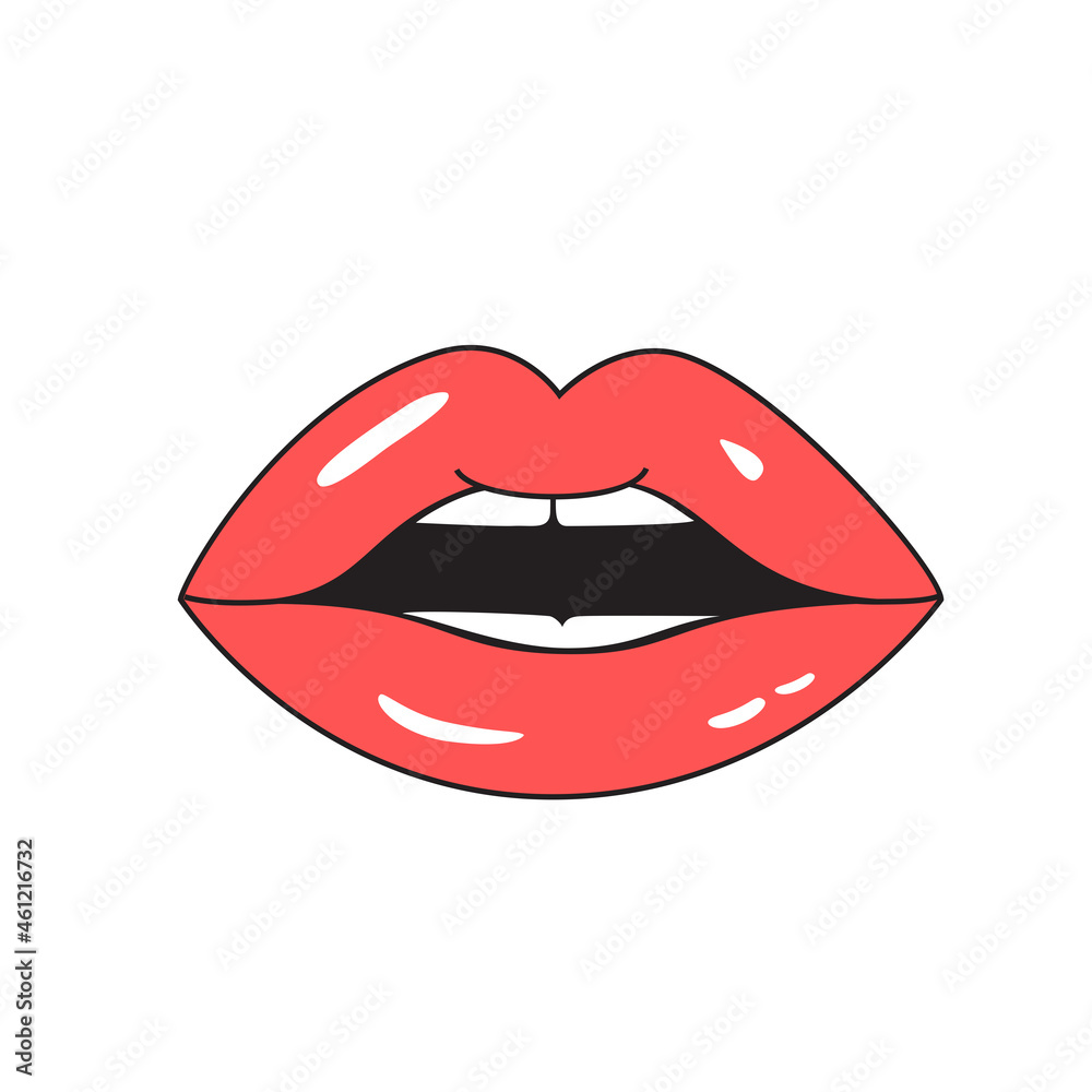 Lips icon isolated on white background. Lips for web site, t shirt, logo and decoration. Creative art concept, vector illustration, eps 10