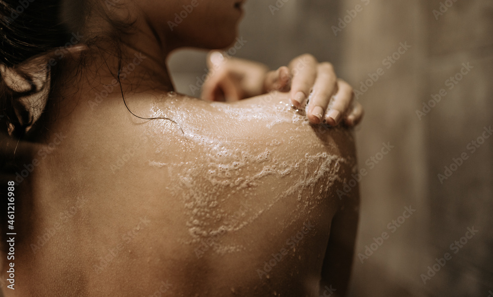 Fototapeta premium Adult woman, calming herself after being scared.