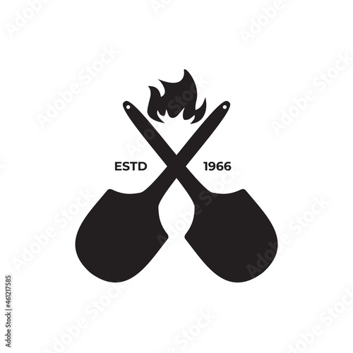 Black crossed pizza peel logo design