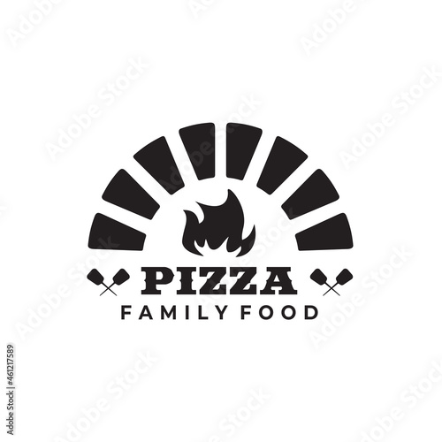 Black crossed pizza peel logo design