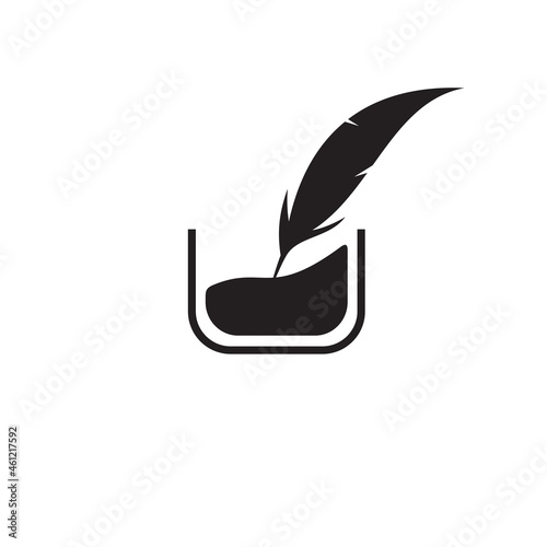 Writer agency and publishing company logo design with black feather pen icon