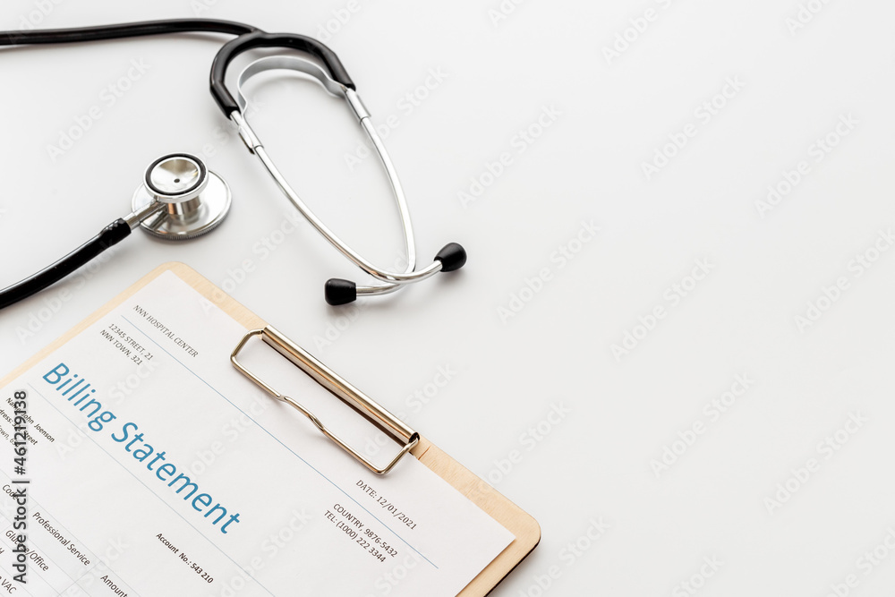Accounts and medical bill from the hospital. Payment for health care service Accounts and medical bill from the hospital. Payment for health care service