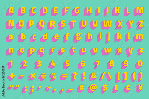 Alphabet set 3d stylized vector typeface