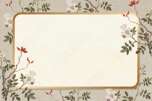 Gold floral rectangle frame vector vintage elegant