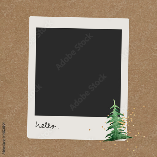 Christmas tree decorated blank intsnt photo frame vector