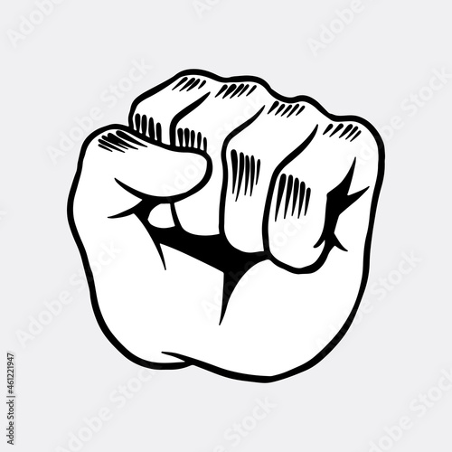 Cool pop art fist sticker  on a gray background vector