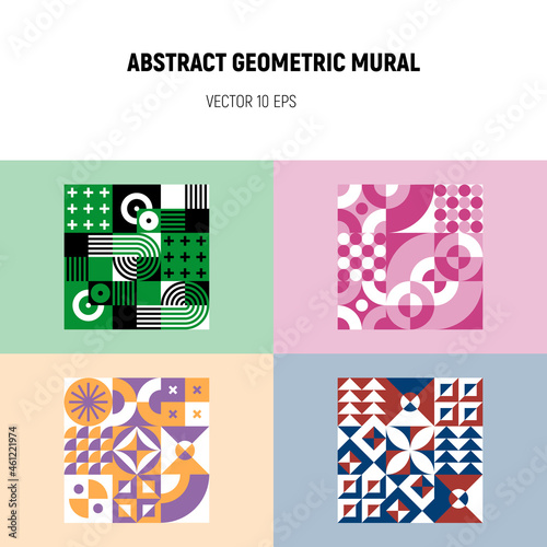 Abstract geometric mural. Vector pattern design with simple shape and figure. Minimalistic artwork poster in Scandinavian style.