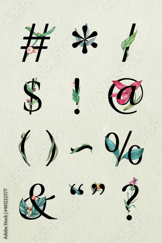 Vector sign set floral typography