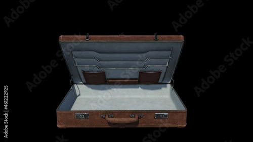 briefcase opens and closes, animation, transparent background