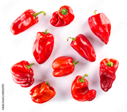 Sweet peppers on a white background. Ugly food.