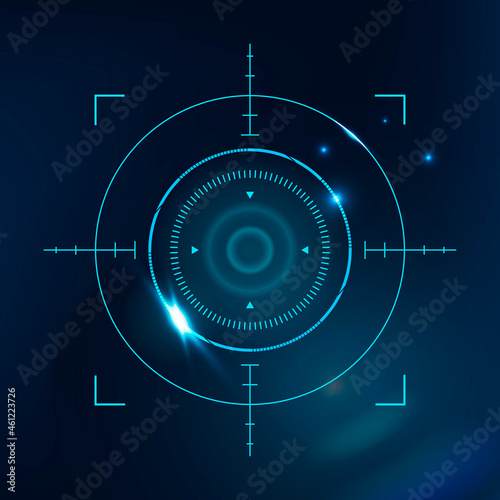 Retinal biometric scan vector cyber security technology in blue tone