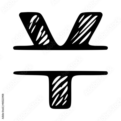 Letter y hand drawn scribble name monogram, name initial clip art