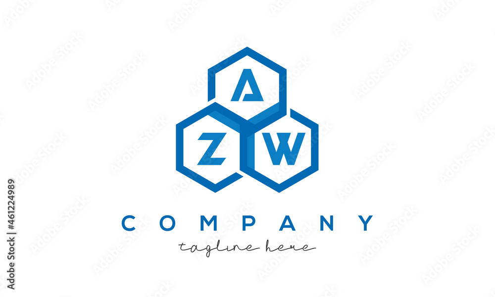 AZW three letters creative polygon hexagon logo AZW three letters creative polygon hexagon logo