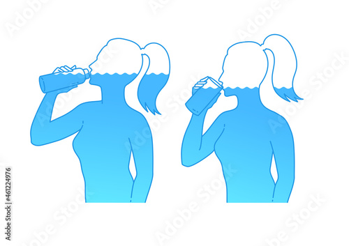Female silhouettes drinking water