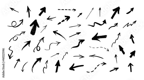 Vector set of hand drawn grunge arrows