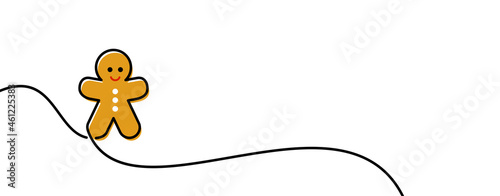 Single line drawn gingerbread man.