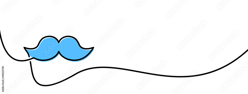 Single line drawn mustache outline. Single line drawn mustache outline.