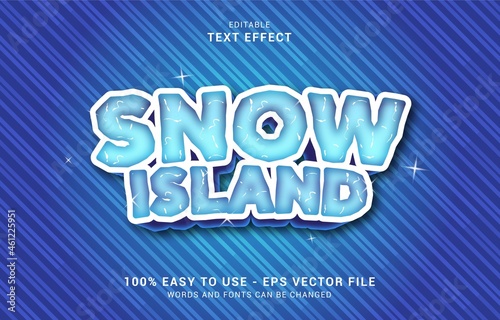 Fototapeta Naklejka Na Ścianę i Meble -  editable text effect, Snow Island