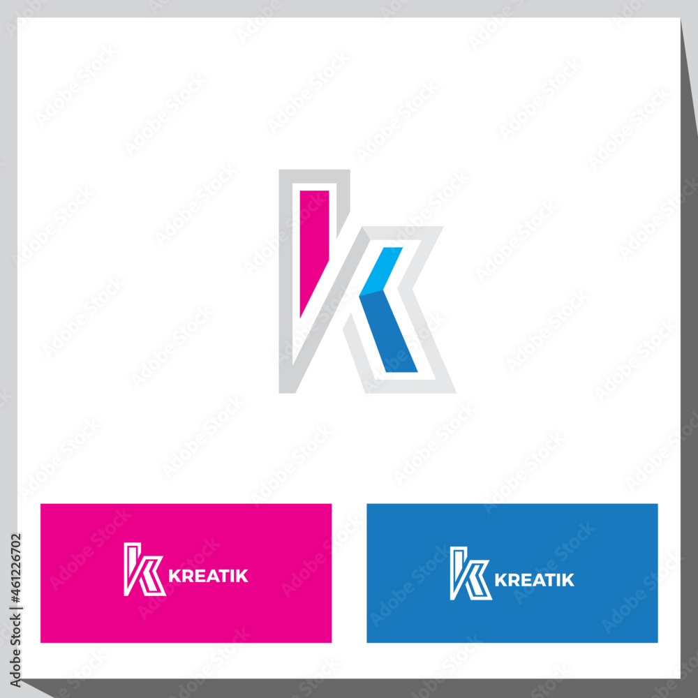 creative letter k logo with one line style creative letter k logo with one line style