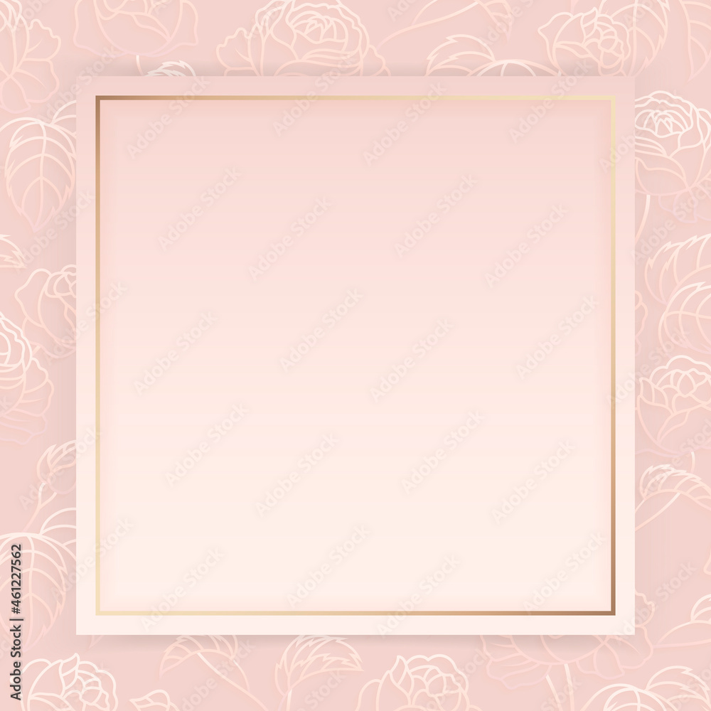 gold frame on floral pattern pink background vector gold frame on floral pattern pink background vector