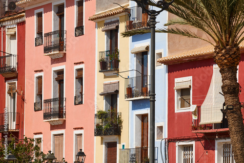 Fototapeta Naklejka Na Ścianę i Meble -  Picturesque colorful facades in mediterranean coast. Villajoyosa, Alicante. Spain
