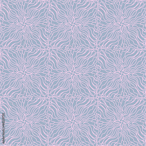 simple seamless tile with pink drawn abstract flowers on n gray background, vector © dnapslvsk