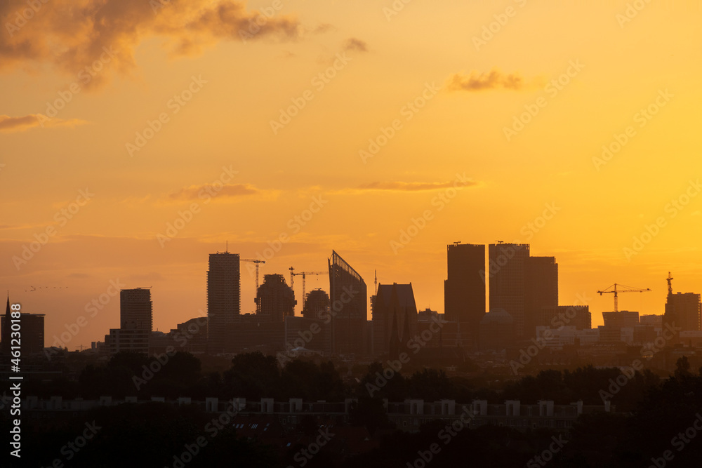 The Hague skyline at sunrise