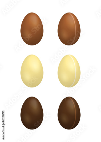 Set of realistic chocolate eggs.