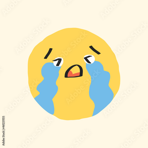 Sobbing face sticker vector cute doodle emoji icon
