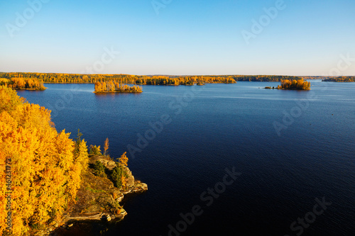 Tableau sur toile Panoramic autumn view of the Saimaa Canal, Finland