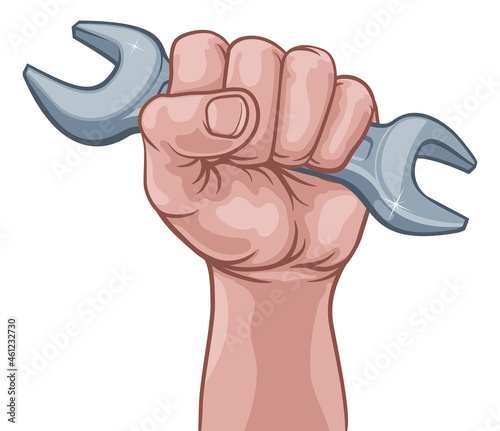 Spanner Wrench Fist Hand Comic Pop Art Cartoon